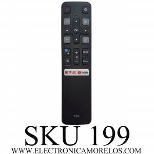 CONTROL REMOTO ORIGINAL PARA SMART TV TCL  ANDROID ((NUEVO)) COMANDO DE VOZ / NUMERO DE PARTE RC802W / W8URC802V / MODELO 32S330 / 40S330 